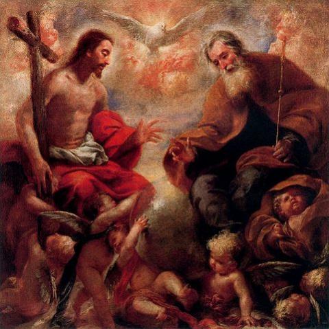 Image of the 3 persons of God in "La Santísima Trinidad" by Francesco Cairo